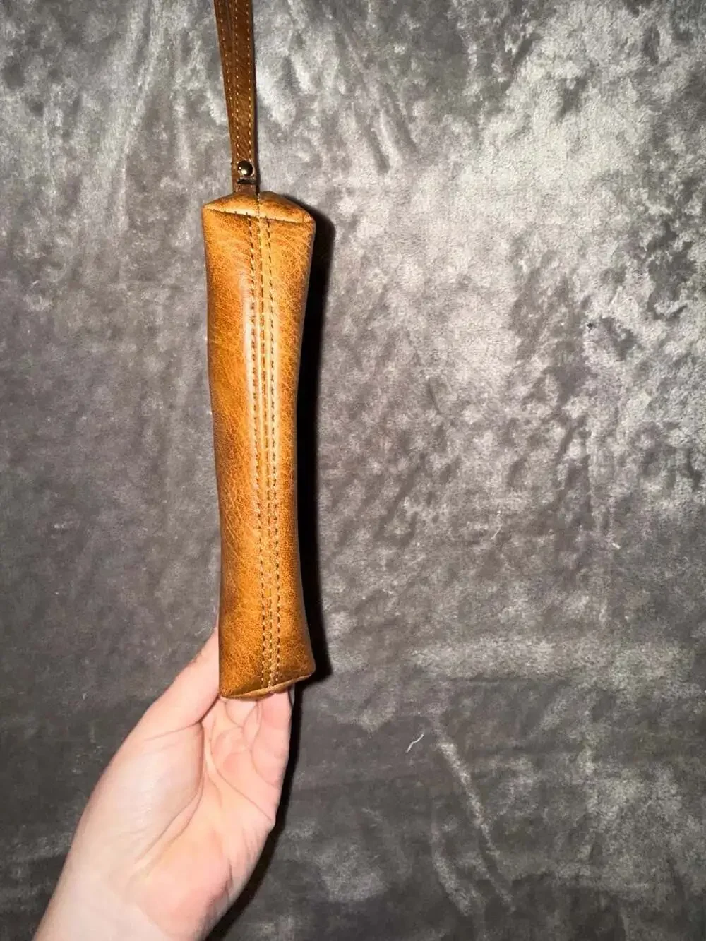 Hkcluf Brown Faux Leather Wristlet Pouch